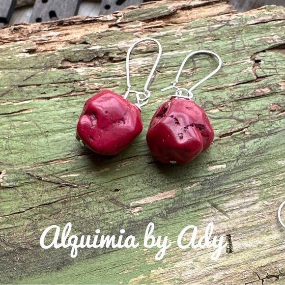 Alquimia Silver and Red Earrings Elegant Jewelry - Picture 1 of 1